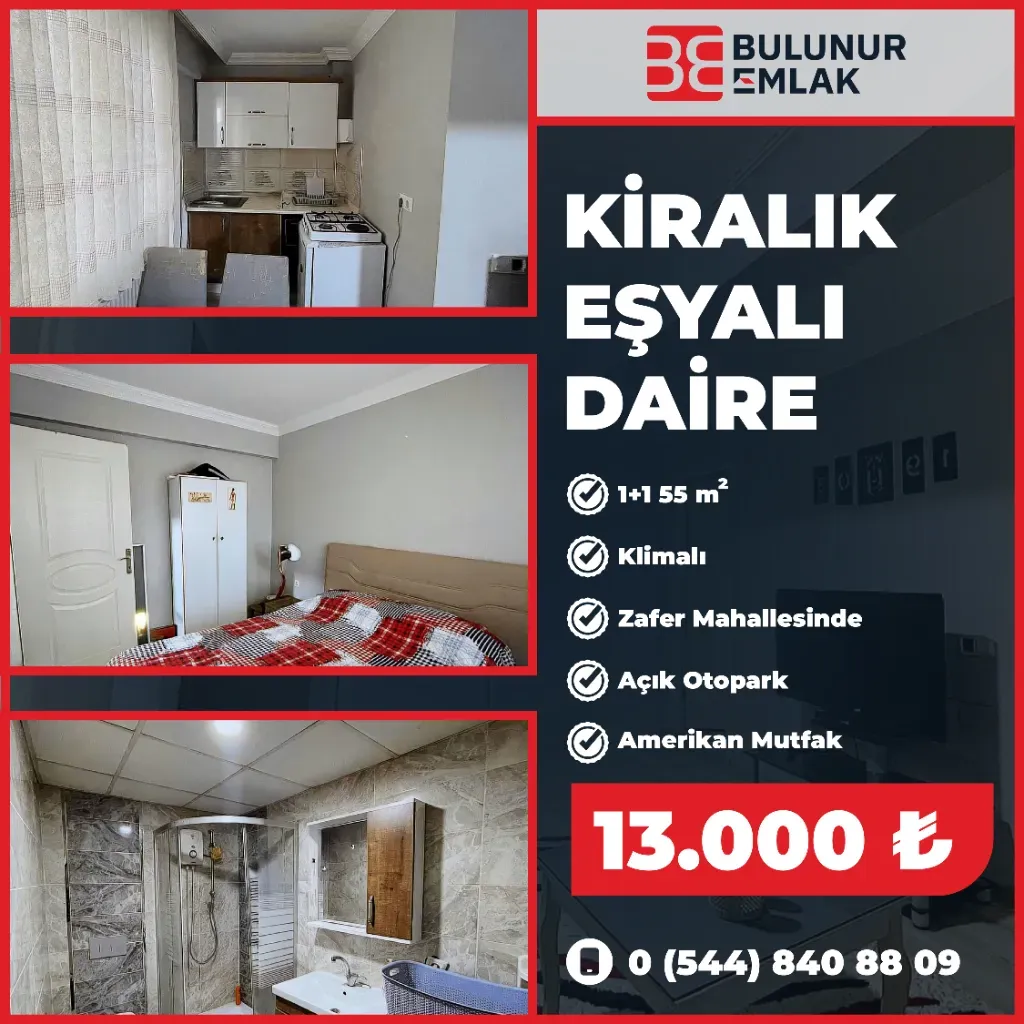 ZAFER MAHALLESİNDE KİRALIK 1+1 FULL EŞYALI DAİRE