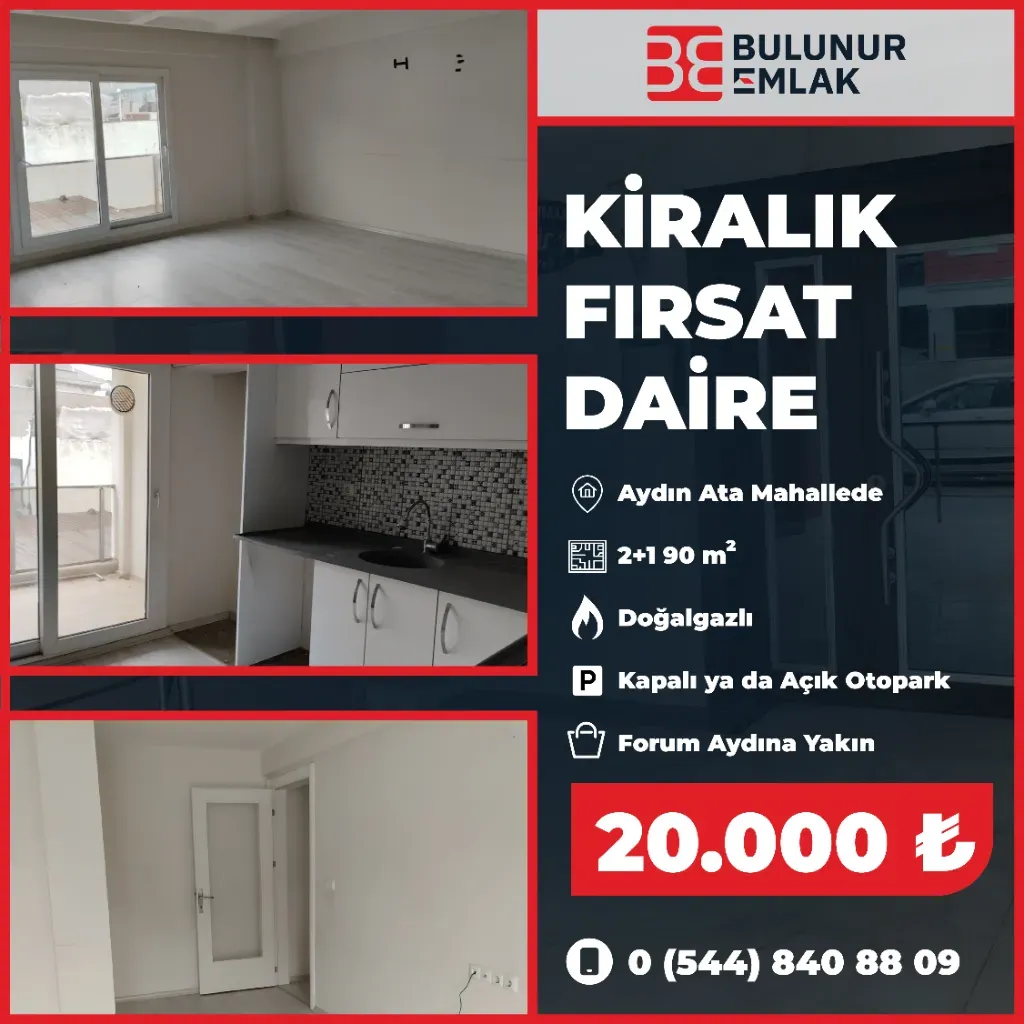 BULUNUR EMLAK'TAN ATA MAHALLESİNDE KİRALIK FIRSAT 2+1 DAİRE....